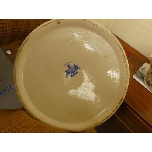 300 - An Ironstone china twin handled milk pail of tapered form; and a matching cream crock