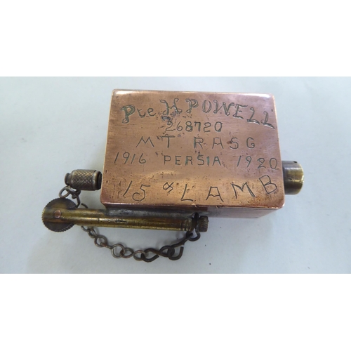 301 - A Great War period trench art copper lighter