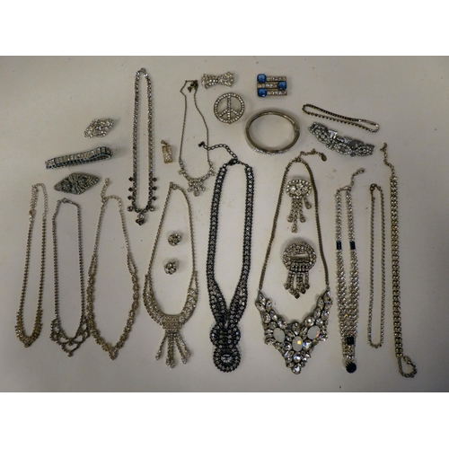 69 - Costume jewellery, mostly paste set: to include bracelets; necklets; and earrings