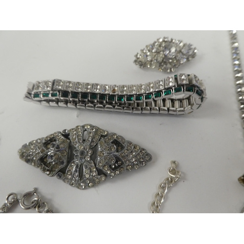 69 - Costume jewellery, mostly paste set: to include bracelets; necklets; and earrings