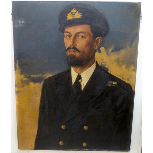 70 - A portrait, a man wearing naval uniform  oil  29