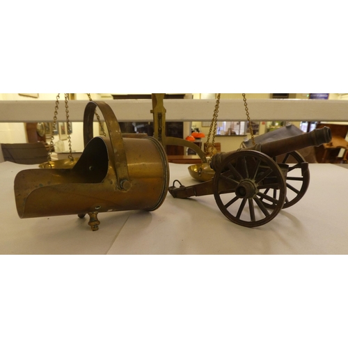 90 - Decorative and functional brassware: to include a scratch built model brass field cannon  10