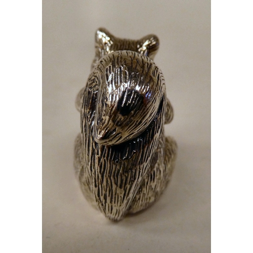 91 - A silver novelty pin cushion, fashioned as a squirrel  stamped Sterling