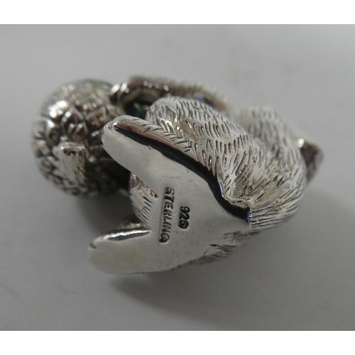 91 - A silver novelty pin cushion, fashioned as a squirrel  stamped Sterling