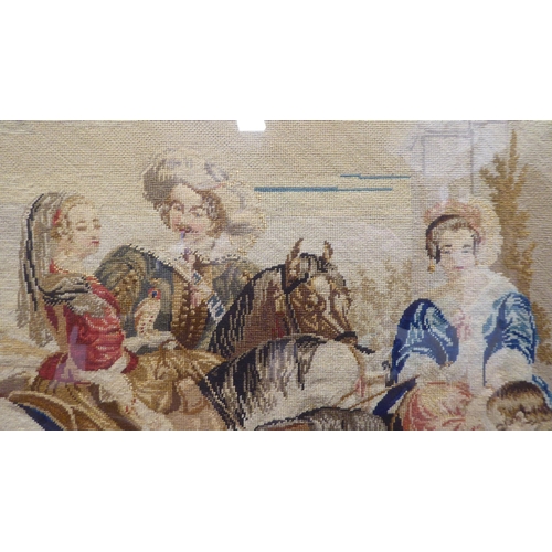 101 - A 20thC tapestry picture, depicting a period courtyard scene  20