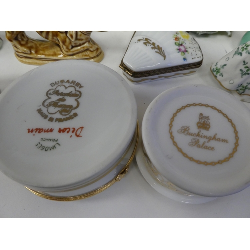 115 - Decorative ornaments and trinket boxes: to include a Royal Crown Derby china pheasant paperweight&nb... 