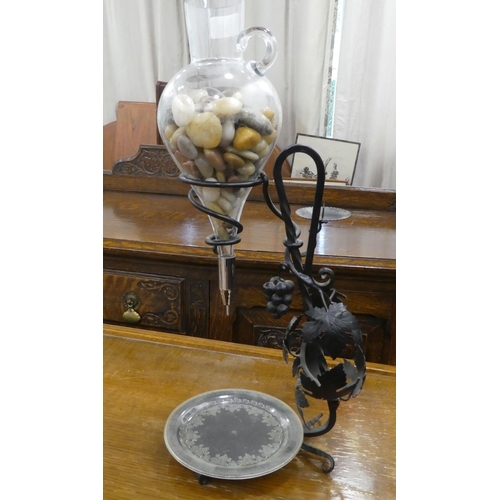 122 - Interior designer accessories: to include a Victorian style wrought metal framed oil lamp  16