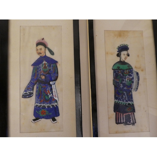 124 - A set of six early 20thC Chinese figure studies  mixed media on ricepaper  2.5