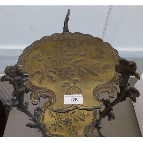 126 - A modern cast iron and brass, two-tier cakestand  27