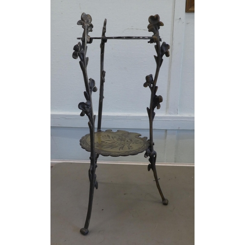 126 - A modern cast iron and brass, two-tier cakestand  27