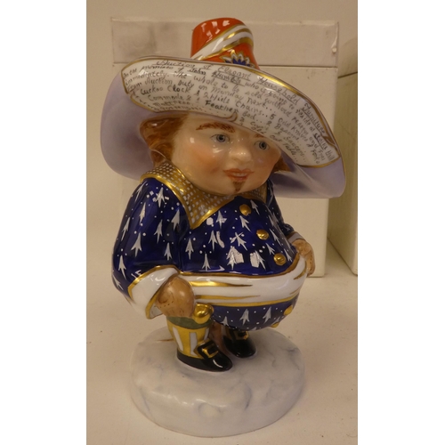 138 - Two similar Royal Crown Derby chine Mansion House dwarf figures, each depicting a portly man, wearin... 