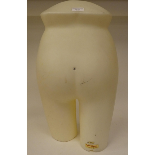 139 - A vintage Playtex retailer's, opaque plastic display dummy, with provision for illumination  21... 