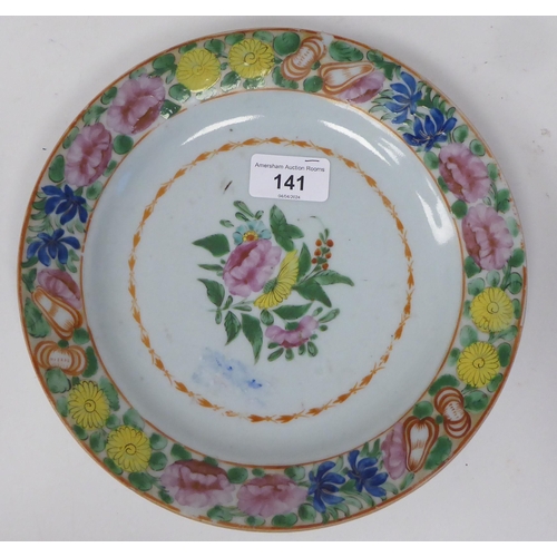 141 - A late 18thC Chinese porcelain Sancai, decorated in colours with floral designs  9