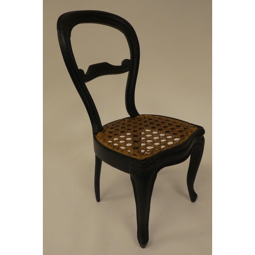 179 - A late 19thC ebonised pine apprentice piece, bonheur du jour with a drawer fitted superstructure, ra... 