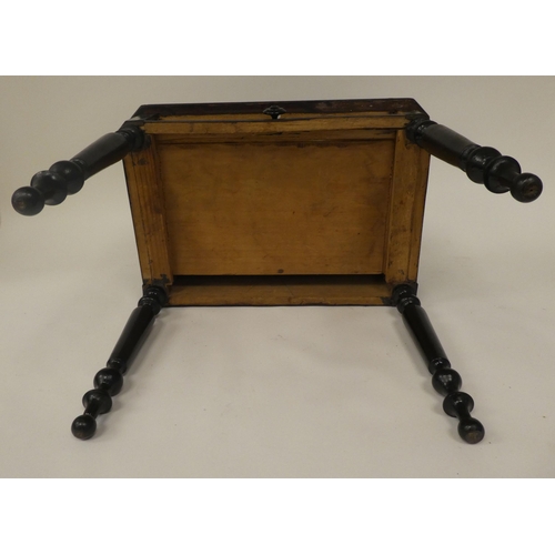 179 - A late 19thC ebonised pine apprentice piece, bonheur du jour with a drawer fitted superstructure, ra... 