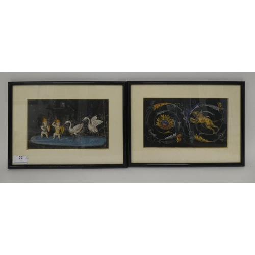 53 - 17th/18thC Italian School - a pair of classically inspired, allegorical scenes with pixies, exotic b... 