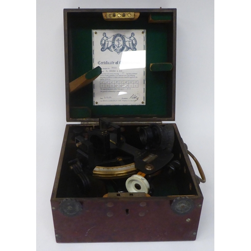 62 - An Air Ministry sextant, No.39525, Ref.No.68/177, in a fitted box carrier with a hinged lid and fold... 