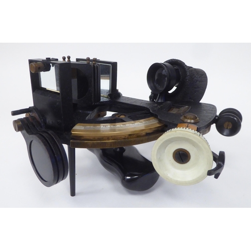 62 - An Air Ministry sextant, No.39525, Ref.No.68/177, in a fitted box carrier with a hinged lid and fold... 