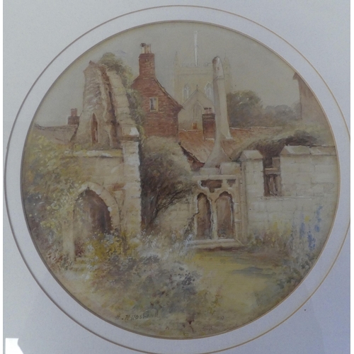 91 - HH Hosband - 'St Anne's Chapel, Ripon'  watercolour  bears a signature & label verso&n... 