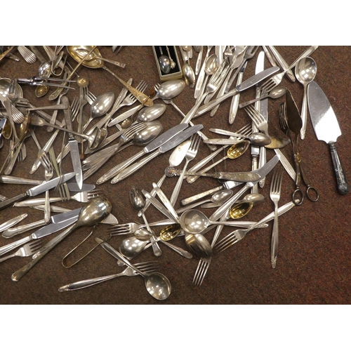 99 - A miscellany of variously patterned, mainly EPNS cutlery and flatware