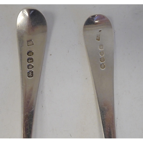 57 - A matched pair of silver Old English pattern tablespoons  mixed 19thC marks 