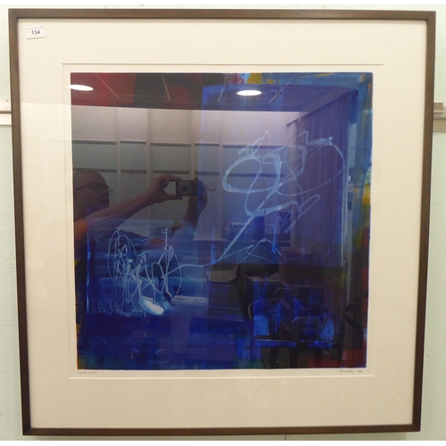 134 - After Martyn Brewster - 'Lowick 62' an abstract in colours  monoprint  bears a pencil titl... 