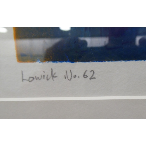 134 - After Martyn Brewster - 'Lowick 62' an abstract in colours  monoprint  bears a pencil titl... 