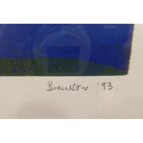 135 - After Martyn Brewster - 'No.HW9' an abstract in colours  monoprint  bears a pencil title &... 