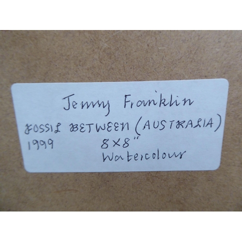 140 - Jenny Franklin - 'Fossil Between (Australia)'  watercolour  bears a pencil signature & label ver... 