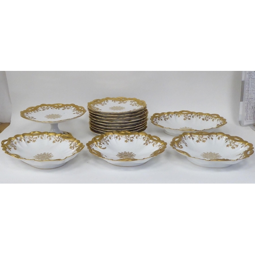 18 - A late 19th/early 20thC Haviland porcelain dessert service, made by HG Stephenson, decorated with gi... 