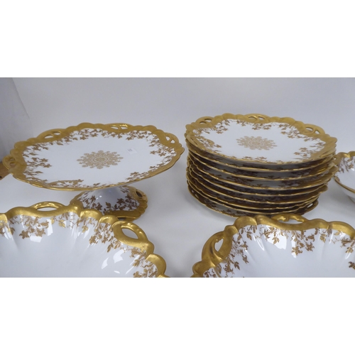 18 - A late 19th/early 20thC Haviland porcelain dessert service, made by HG Stephenson, decorated with gi... 