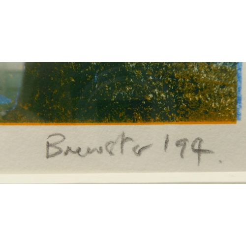 186 - Martyn Brewster - 'Lowick 70'  monoprint  bears a pencil title & signature, dated '94 ... 