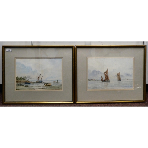 63 - Alan Whitehead - 'Riverbank Moorings' and 'Cruising on the Blackwater'  watercolours  bearing signat... 