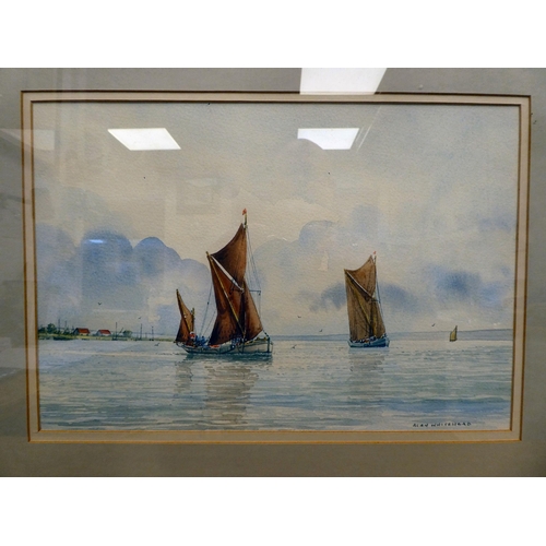 63 - Alan Whitehead - 'Riverbank Moorings' and 'Cruising on the Blackwater'  watercolours  bearing signat... 