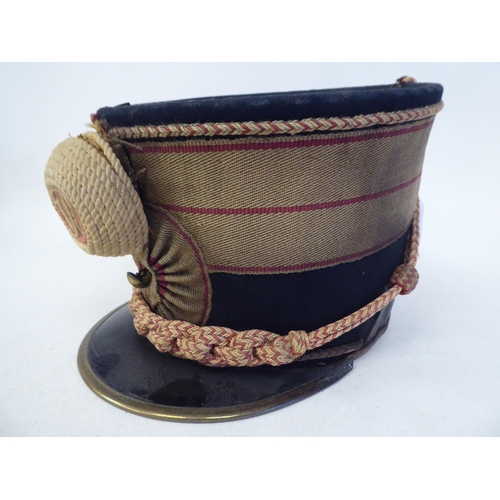 71 - A mid 19thC Gloucestershire Hussars shako with a hide liner(Please Note: this lot is subject to the ... 