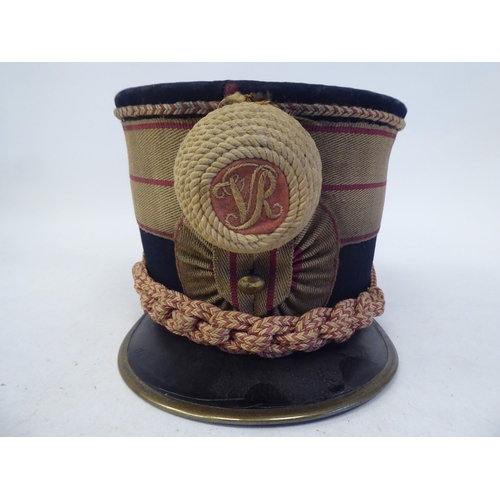 71 - A mid 19thC Gloucestershire Hussars shako with a hide liner(Please Note: this lot is subject to the ... 