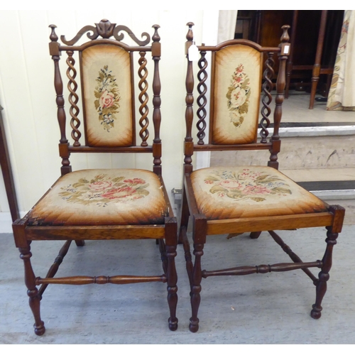 72 - A pair of 19thC rosewood framed drawing room chairs of diminutive proportions, each with an arched (... 