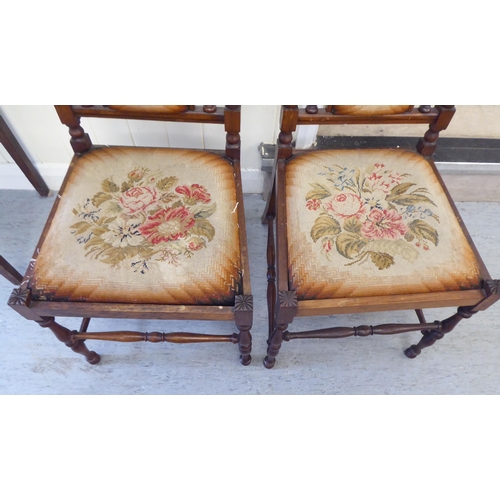 72 - A pair of 19thC rosewood framed drawing room chairs of diminutive proportions, each with an arched (... 