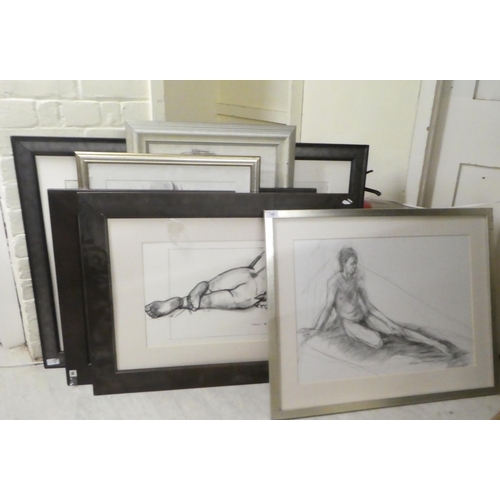 189 - Pictures: to include Jean Harvey - a seated nude  charcoal  bears a signature  17