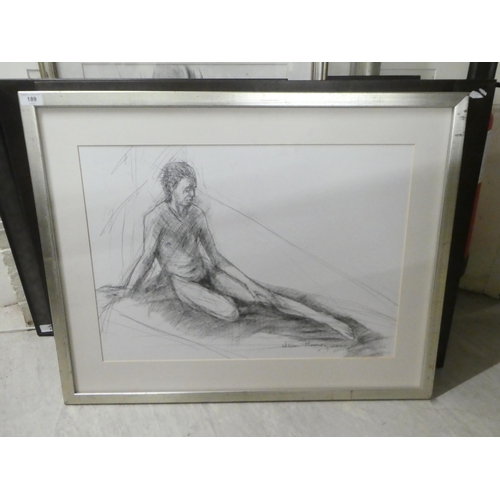 189 - Pictures: to include Jean Harvey - a seated nude  charcoal  bears a signature  17