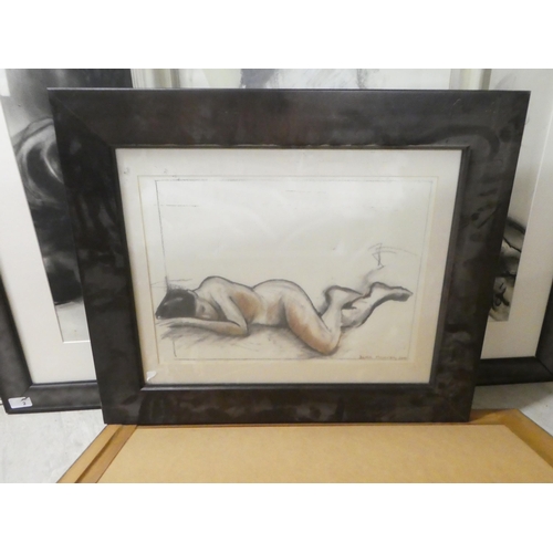 189 - Pictures: to include Jean Harvey - a seated nude  charcoal  bears a signature  17