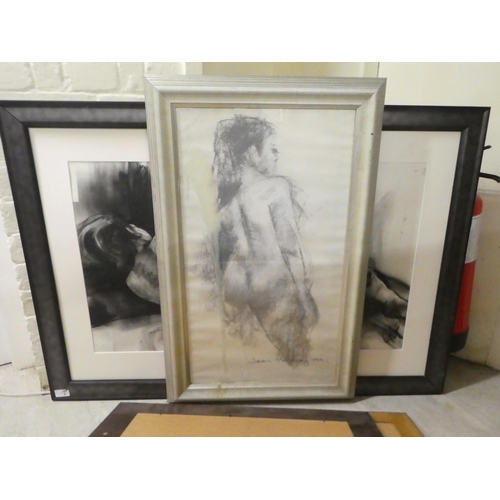 189 - Pictures: to include Jean Harvey - a seated nude  charcoal  bears a signature  17