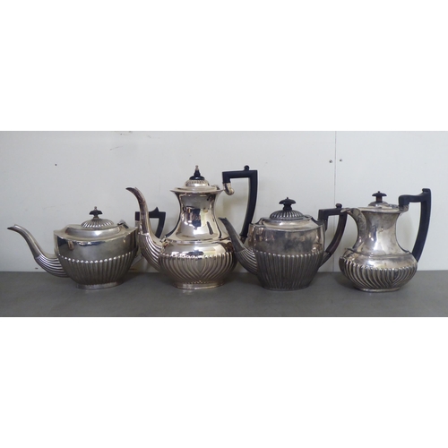 206 - Silver plate: to include a four piece tea set of oval, reeded form