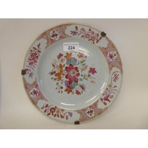 224 - Oriental collectables: to include a late 18thC Chinese porcelain plate, decorated with flora  9