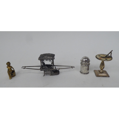 269 - Small instruments, silver and other collectables: to include a pocket barometer; and brass key chain... 