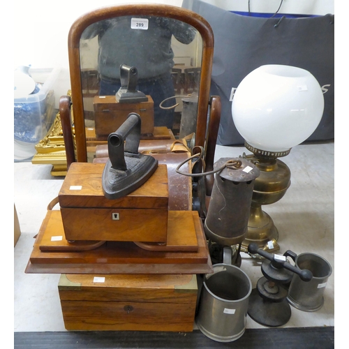 289 - A mixed lot: to include an early 20thC mahogany framed dressing table mirror  18