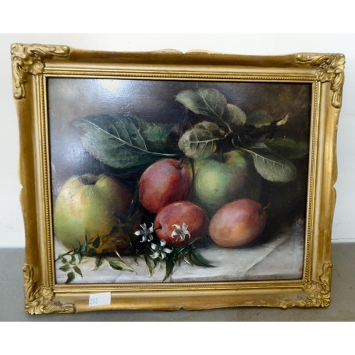 295 - Three framed oil paintings, landscapes and still life studies  largest 15