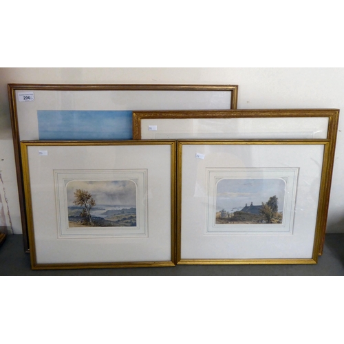 296 - Four framed watercolours, mainly landscapes  largest 12