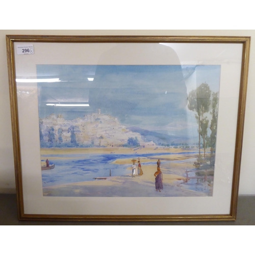 296 - Four framed watercolours, mainly landscapes  largest 12