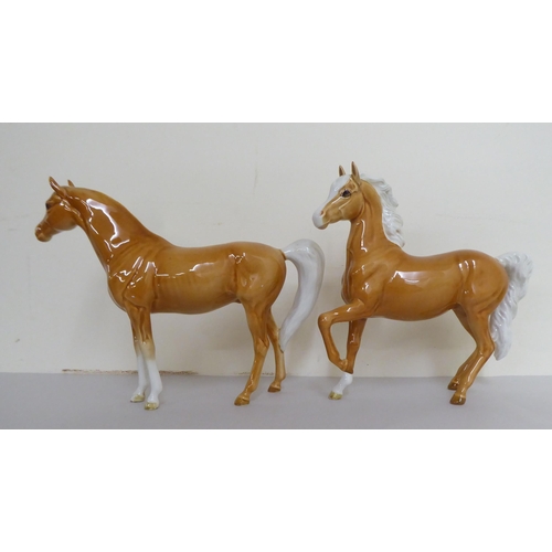 320 - A group of five Beswick china horses/foals, each in brown tan with white  manes  largest 6... 